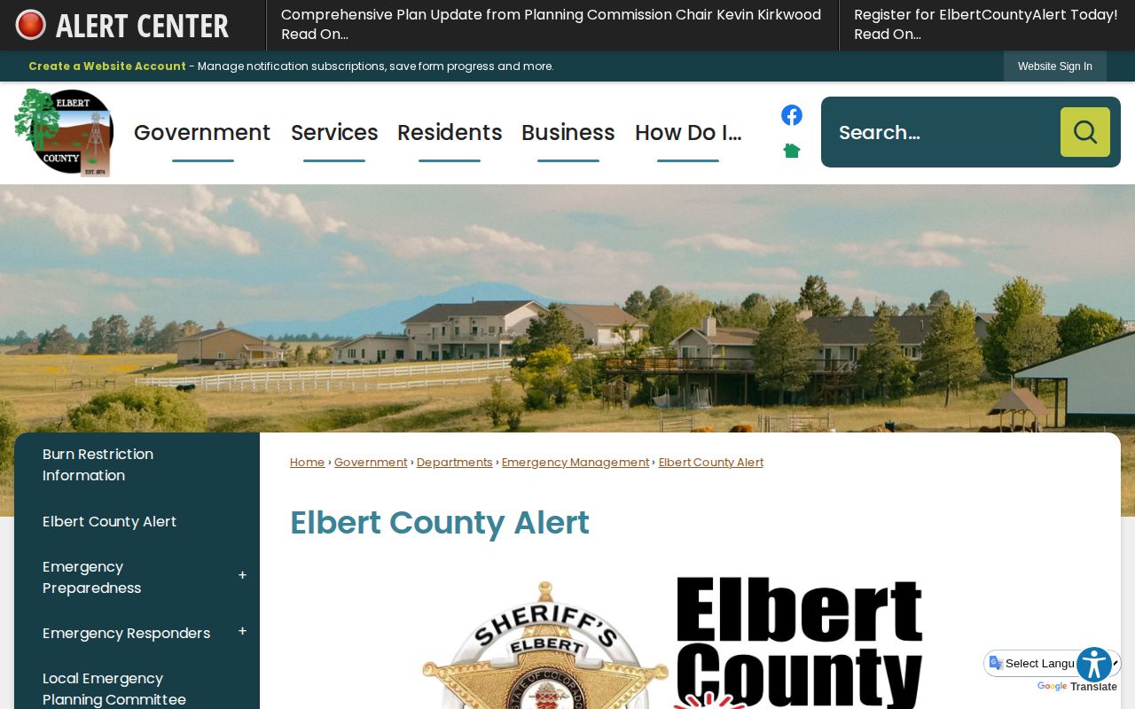 Elbert County public safety alert system information