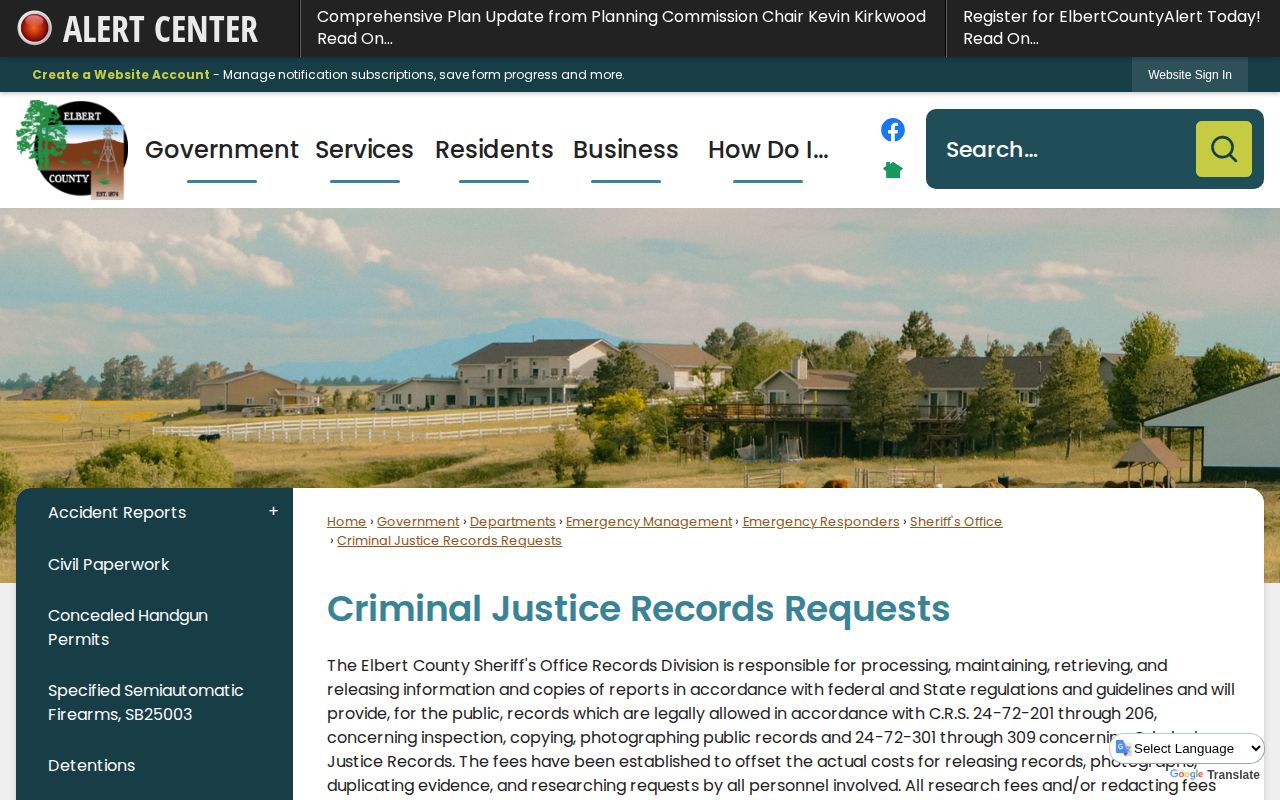 Elbert County booking report and mug shot records request instructions