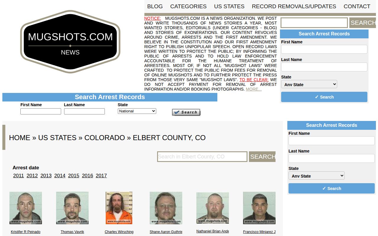Unofficial historical Elbert County mugshot records page