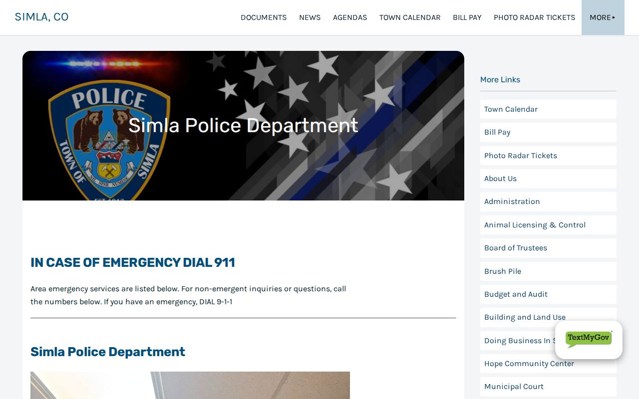 Simla Police identity and contact for Simla arrest records